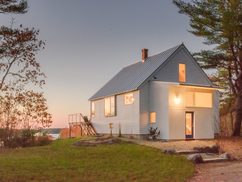 evening shot of new home on the water